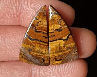 Cabujones de ojo de tigre de hierro a juego, parte trasera plana, joyería DIY