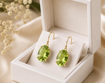 Peridot [Lab Grown]  Earring Gemstone -Gold /Silver Plated Earring Jewelry