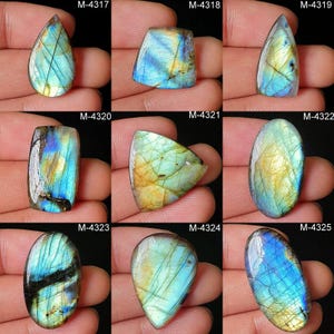 Pierres précieuses de labradorite naturelle, cabochon de labradorite, poli, dos plat, cristal de labradorite multicolore pour bijoux artisanaux DIY