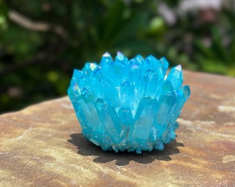 Blue Aura Quartz Crystal Cluster | Natural Quartz Cluster | Healing Crystal | Mineral Specimen | Home Décor | Crystal Gift