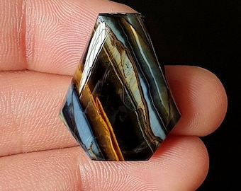 Blue Tiger's Eye Cabochon, Polished Hawk's Eye Stone