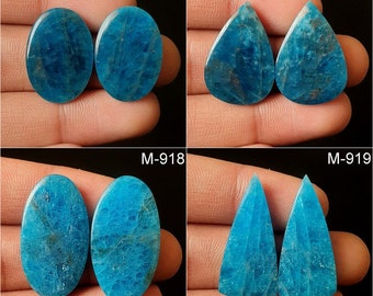 Par de cabujón de apatita a juego, piedras preciosas sueltas con base plana