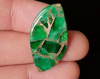 Cabujón de piedra preciosa de cobre esmeralda, suelto, con parte trasera plana para manualidades de joyería DIY.