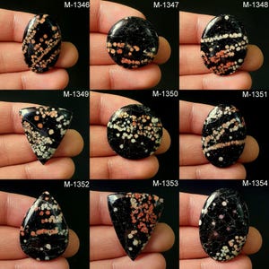 Natural Flower Obsidian Gemstone, Wholesale Flower Obsidian Cabochons, Loose, Flat Back, Obsidian For Making DIY ART CRaft Jewellery