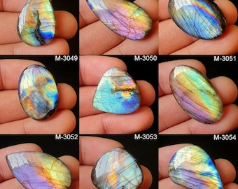 Multi Purple Labradorite Cabochon, Flat Back Gemstone For Jewelry