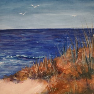 Original Acrylic Painting Seagulls at the Beach