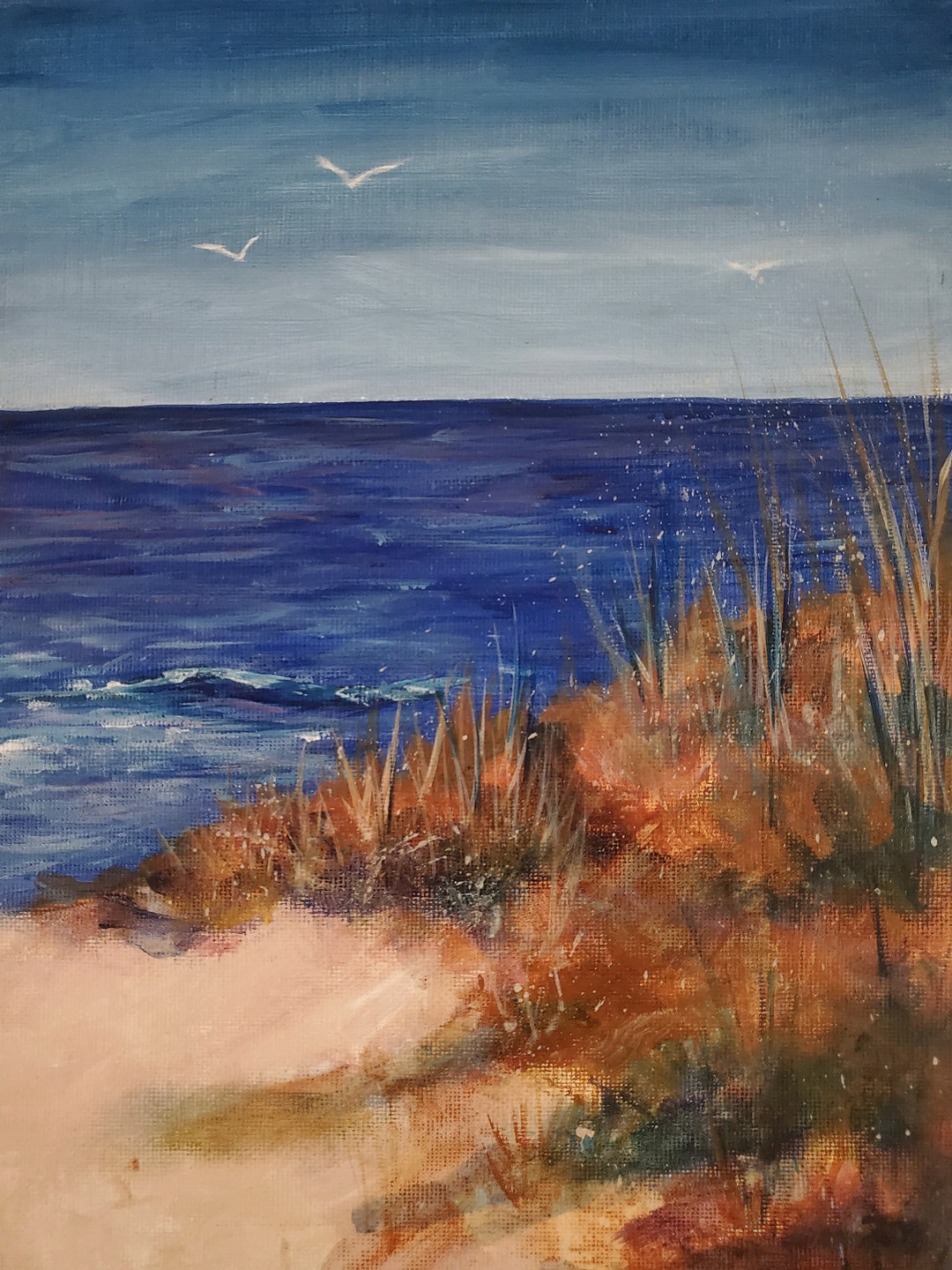 Original Acrylic Painting Seagulls at the Beach - Etsy