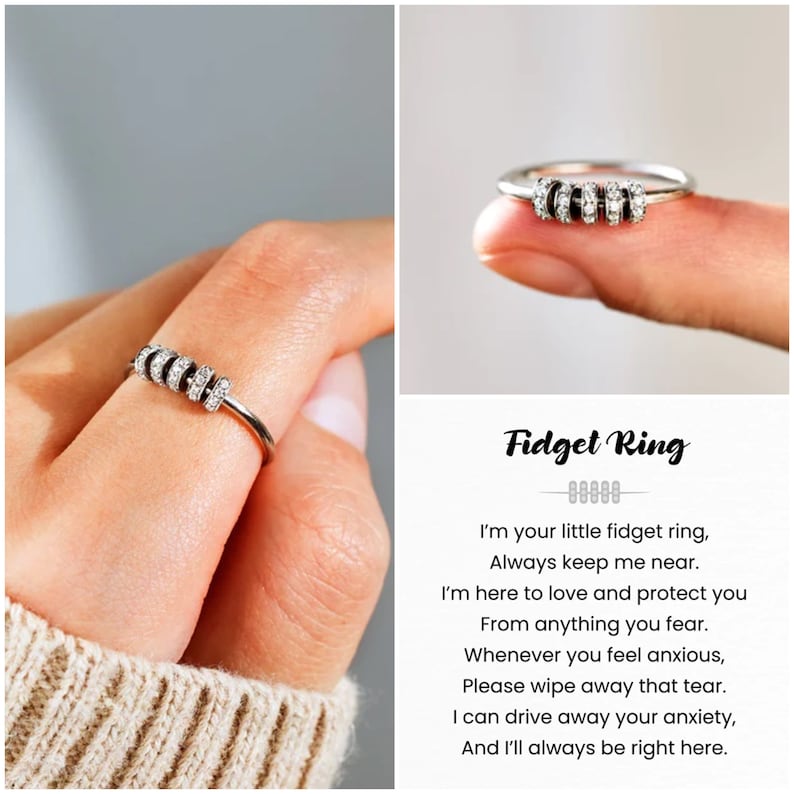 Spinning Fidget Anxiety Ring Minimalist Rotating Ring Etsy