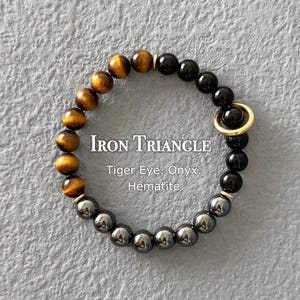 Armor Bracelet, Mens Jewelry, Onyx, Tiger Eye, Hematite, Crystal Bracelet For Men, 8mm Genuine Stone, Gift For Him, Grounding and Protection