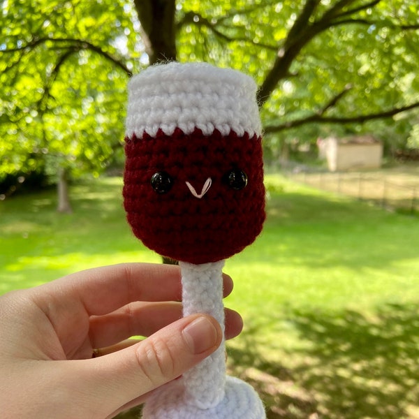 Crochet Red Wine Glass Amigurumi Plush