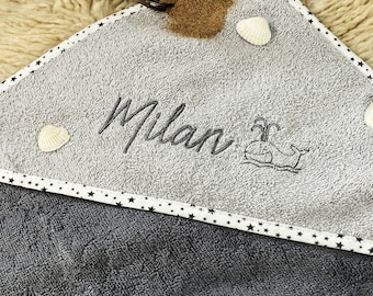 Hooded towel personalized with name in 8 different colors - 80 x 80 cm bath towel perfect for spring & summer
