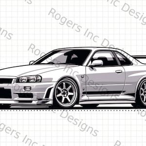 Japanische Auto-Illustrationen im PNG-Format | Cel-Shading-JDM-Illustrationen | 9 hochauflösende digitale Downloads | Mit Wasserzeichen