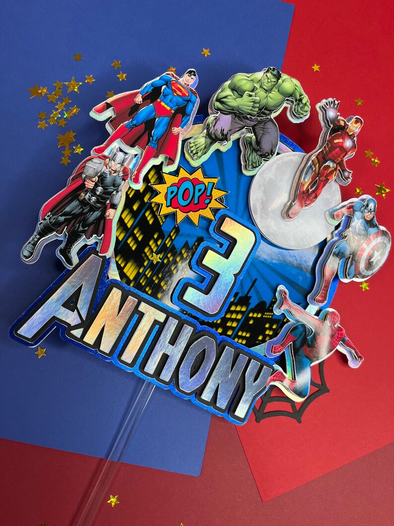 Superhero Cake Topper Marvel Cake Topper / Superheros Topper Etsy