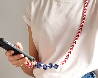 American flag crossbody phone strap with adjustable length, Handmade & Original design