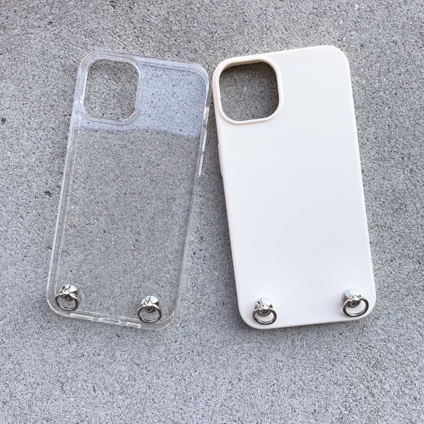 Coque pour iPhone 12 ou iPhone 13 avec boucles d'attaches pour lanière, pour porter son téléphone en bandoulière en toute sécurité