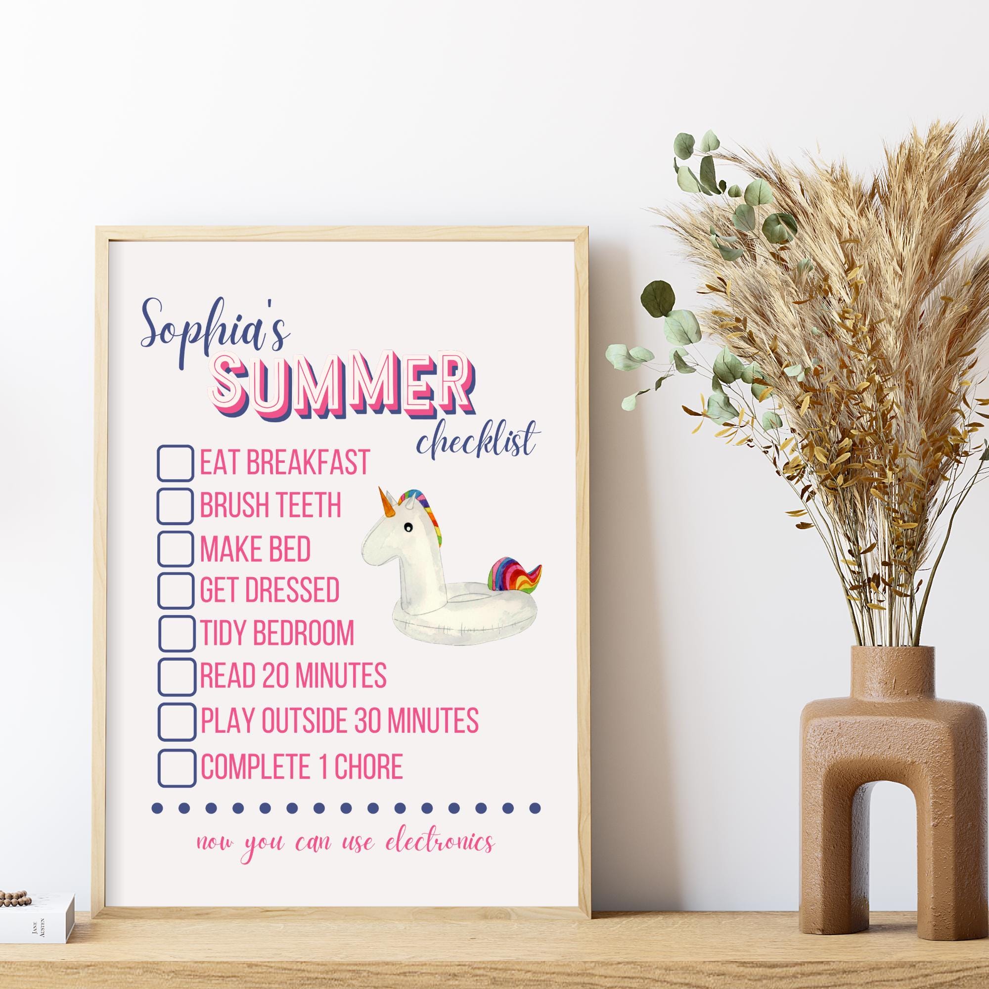 PRINTABLE Unicorn Pool Float Summer Checklist for Kids, Kids Summer ...