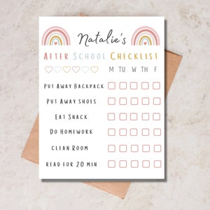 PRINTABLE After School Kids Checklist, EDITABLE After School Checklist ...