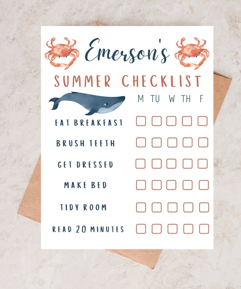 PRINTABLE Summer Checklist for Kids Kids Summer Schedule - Etsy