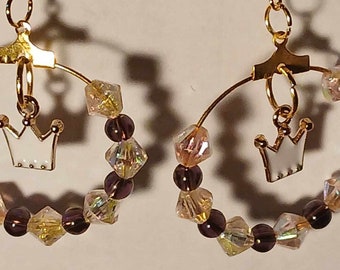 Various Golden hoop earrings beaded