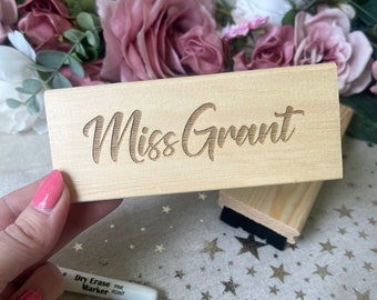 Gomme personnalisée pour tableau blanc pour professeur, bois gravé, cadeau de fin d'année