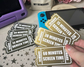 Gold screen time tokens for kids, Reward tokens for good behaviour, homework and chores, Kids activity tokens
