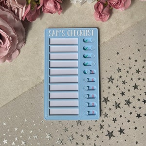Personalised Kids To Do List: Blue Sliding Checklist, Routine Board