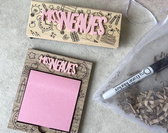 Coffret cadeau personnalisé pour professeur, porte-notes autocollant et gomme en acrylique