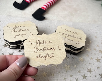 Custom Wooden Christmas Advent Activity Cards, Personalised Reusable Countdown Calendar