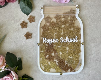 Pot de récompense personnalisé de classe XL : 50 jetons étoile d'or