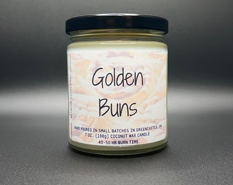 Golden Buns Aroma Candle - Buttery Cinnamon & Vanilla Icing Scent, 7 oz Hand-Poured Coconut Soy Wax - Eco-Conscious Long-Lasting