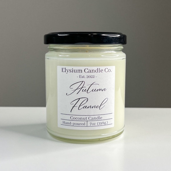 Autumn Flannel Warmth Candle - Vanilla & Spicy Woody Scent, Eco-Friendly Coconut Soy Wax, Cozy Fall Home Fragrance