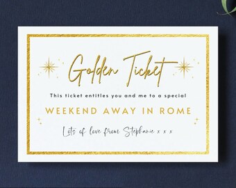 Editable Event Golden Ticket, Print at Home Birthday Voucher, Digital Gift Voucher, Surprise Ticket, Birthday Coupon, Surprise Birthday Gift