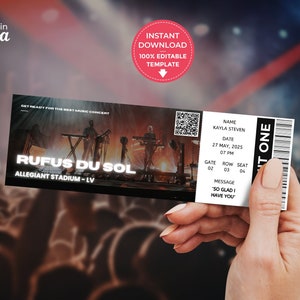 Druckbare Konzertticket Vorlage, bearbeitbares Event Ticket Canva Template, benutzerdefiniertes Konzertticket PDF, druckbare Konzerttickets, Überraschungsgeschenk