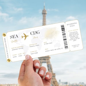 Editable Boarding Pass Template, Surprise Fake Plane Ticket Gift, Printable Airline Ticket Template, Vacation Ticket