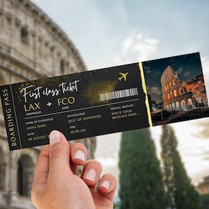 Editable Boarding Pass Template, Surprise Airline Gift, Pass Template, Plane Ticket Template, Black and Gold, Plane Ticket Gift for Her