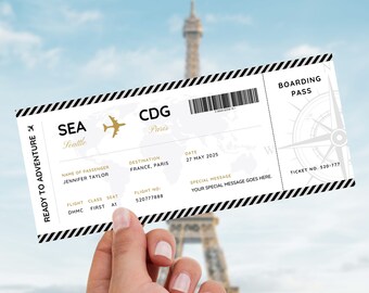 Editable Boarding Pass Template, Printable Boarding Ticket, Surprise Trip, Airline Ticket, Vacation Ticket, Flight Ticket, Digital Download