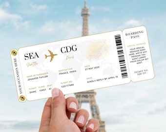 Editable Boarding Pass Template, Surprise Fake Plane Ticket Gift, Printable Airline Ticket Template, Vacation Ticket