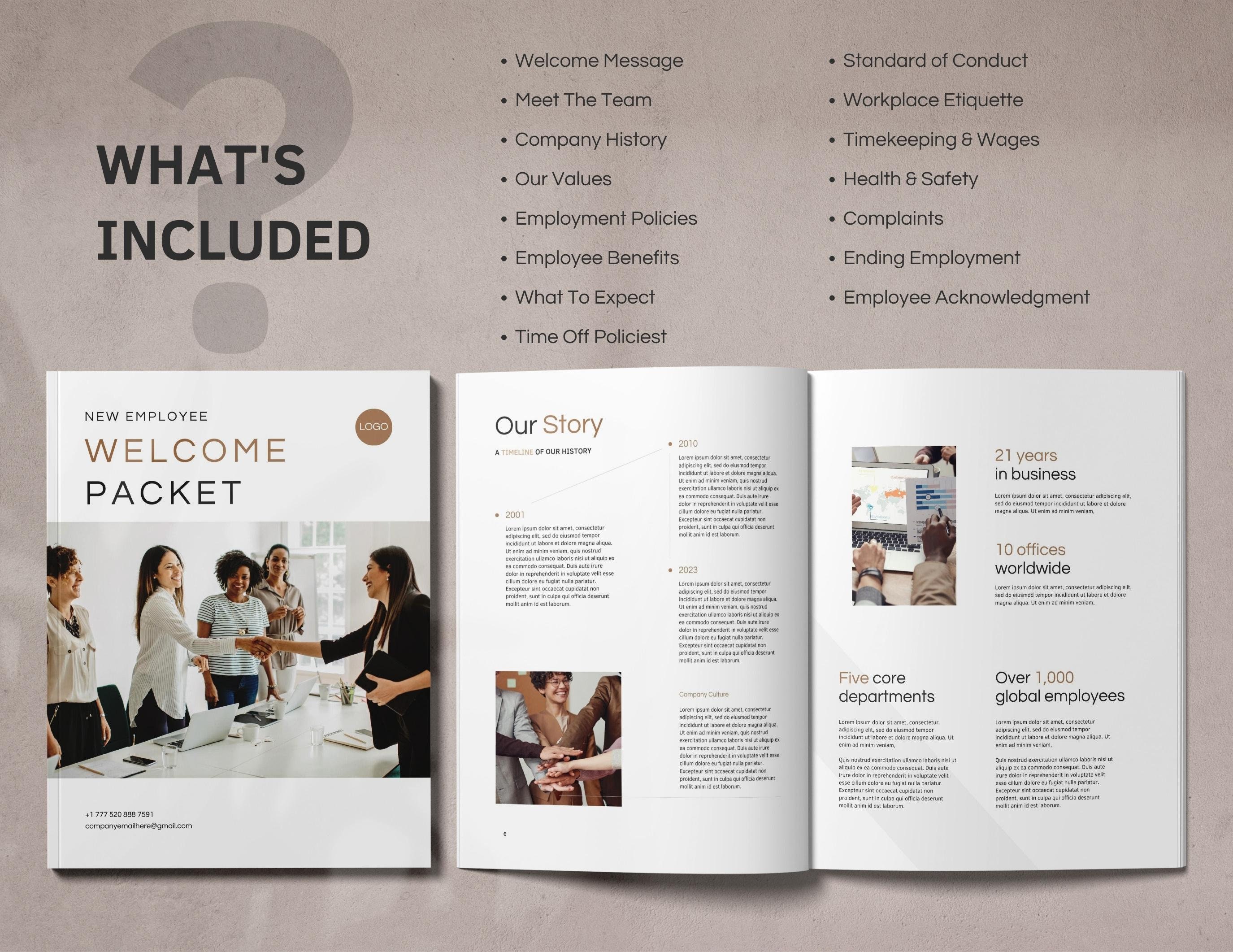 Welcome Booklet Examples Employee Handbook Template | Employee Welcome Packet | New Employee ...