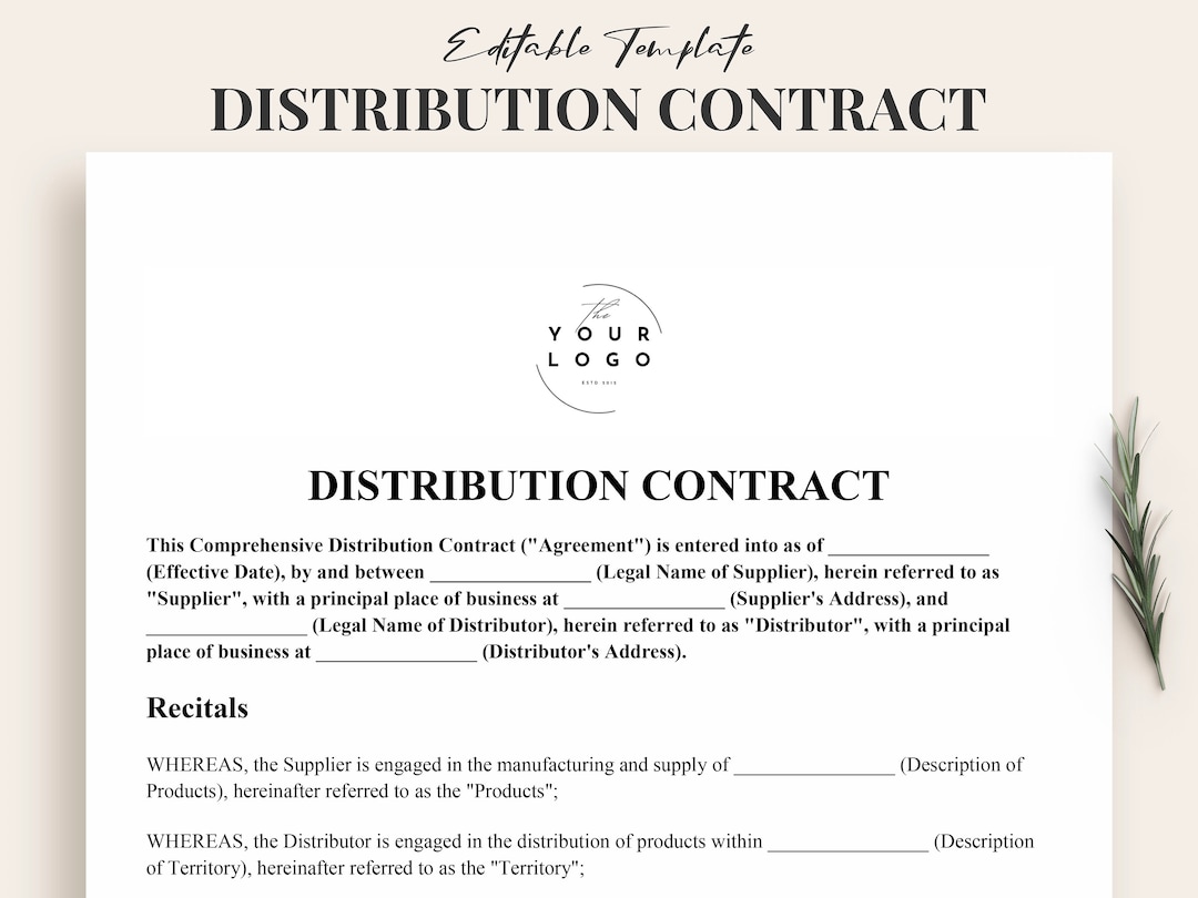 Editable Distribution Contract Template Word & PDF - Distribution