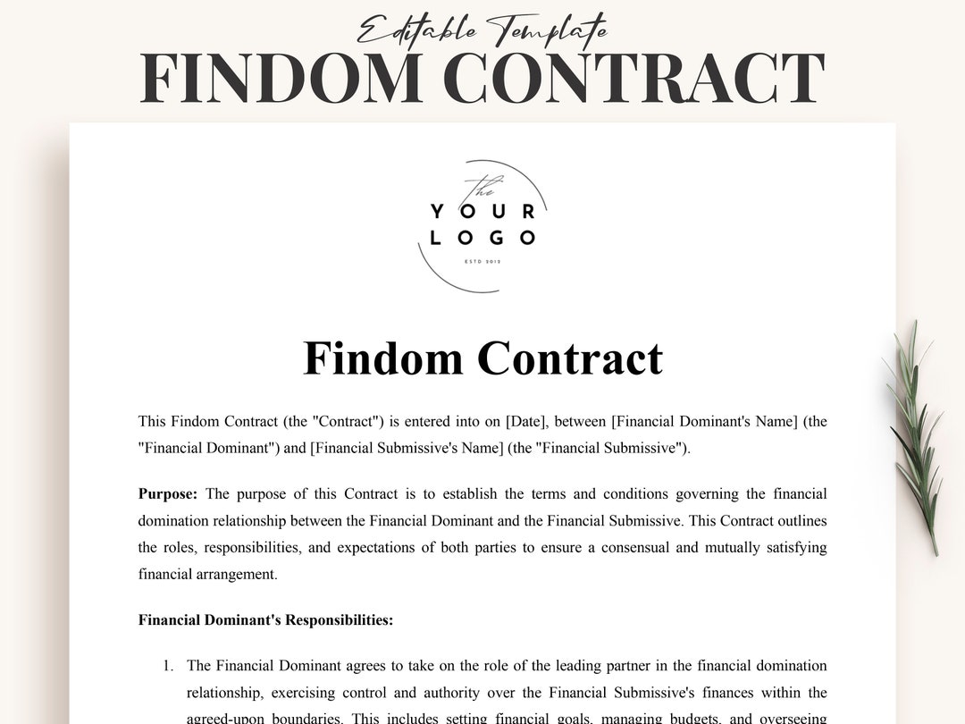 Findom Contract Financial Dominatrix Services Agreement Findom Debt