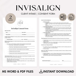 Invisalign Einverständniserklärung - Individuell anpassbare Kieferorthopädische Vereinbarung, Invisalign Kundenaufnahme - Sofortiger Download in Word und PDF
