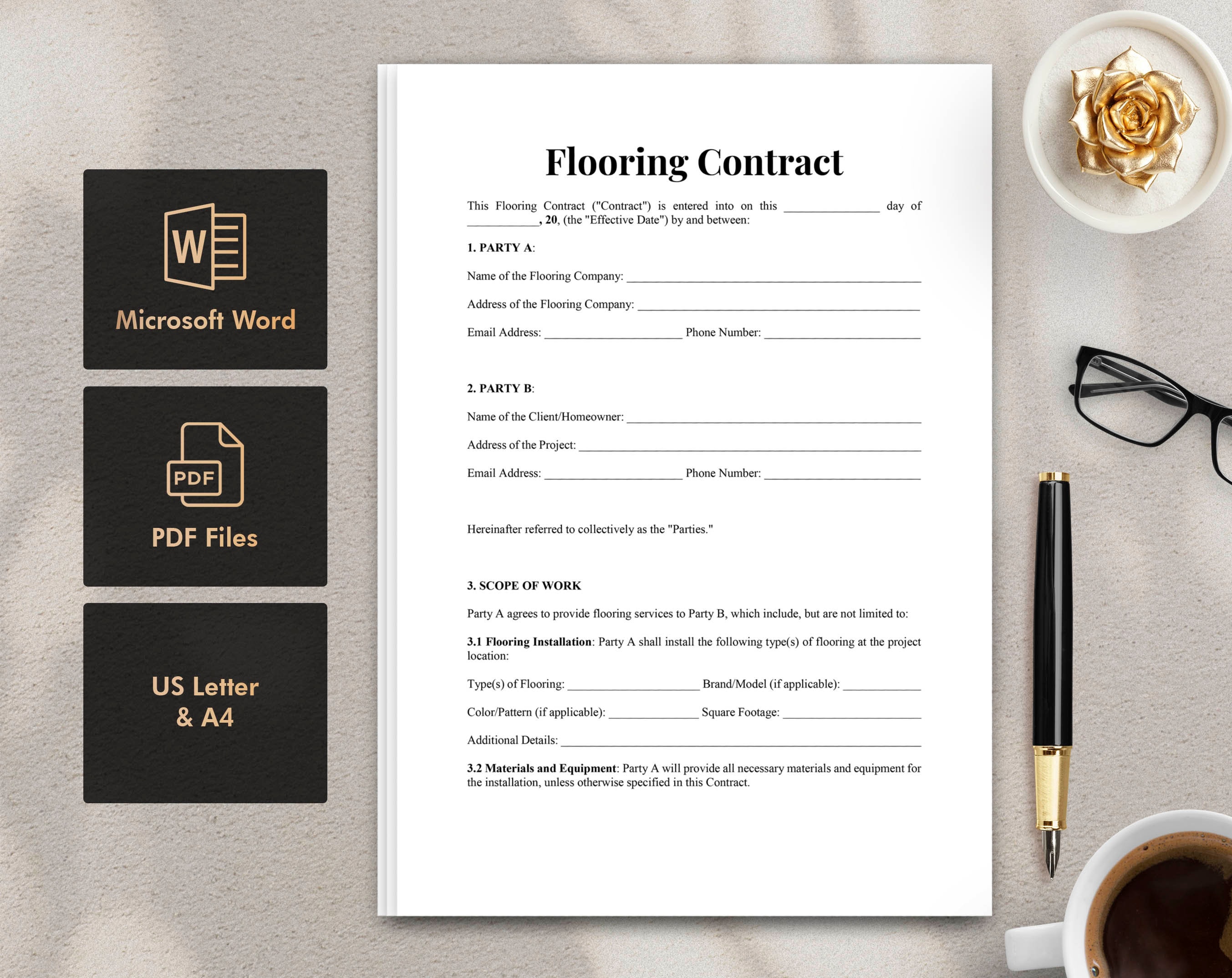 Flooring Contract Template for Flooring Companies and Homeowners
