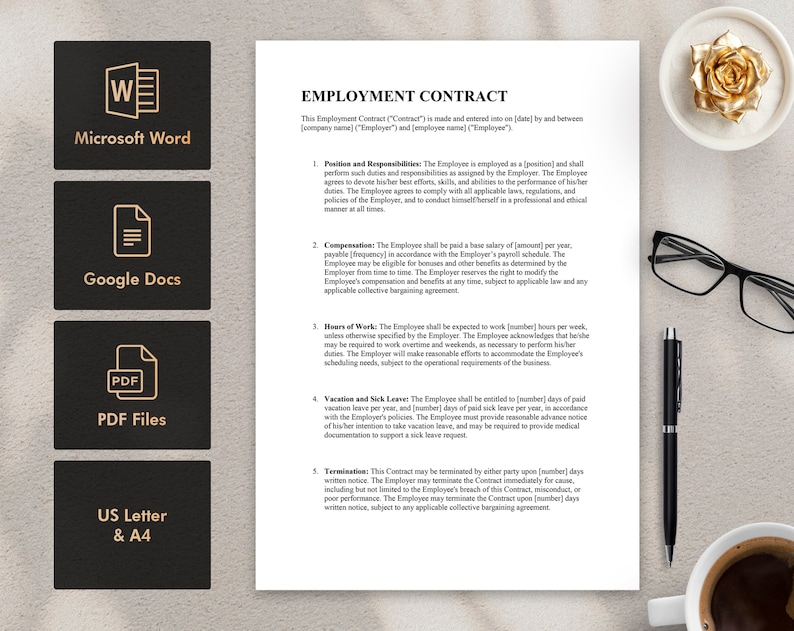 Employment Contract, Employment Contract Template PDF, Word & Google ...