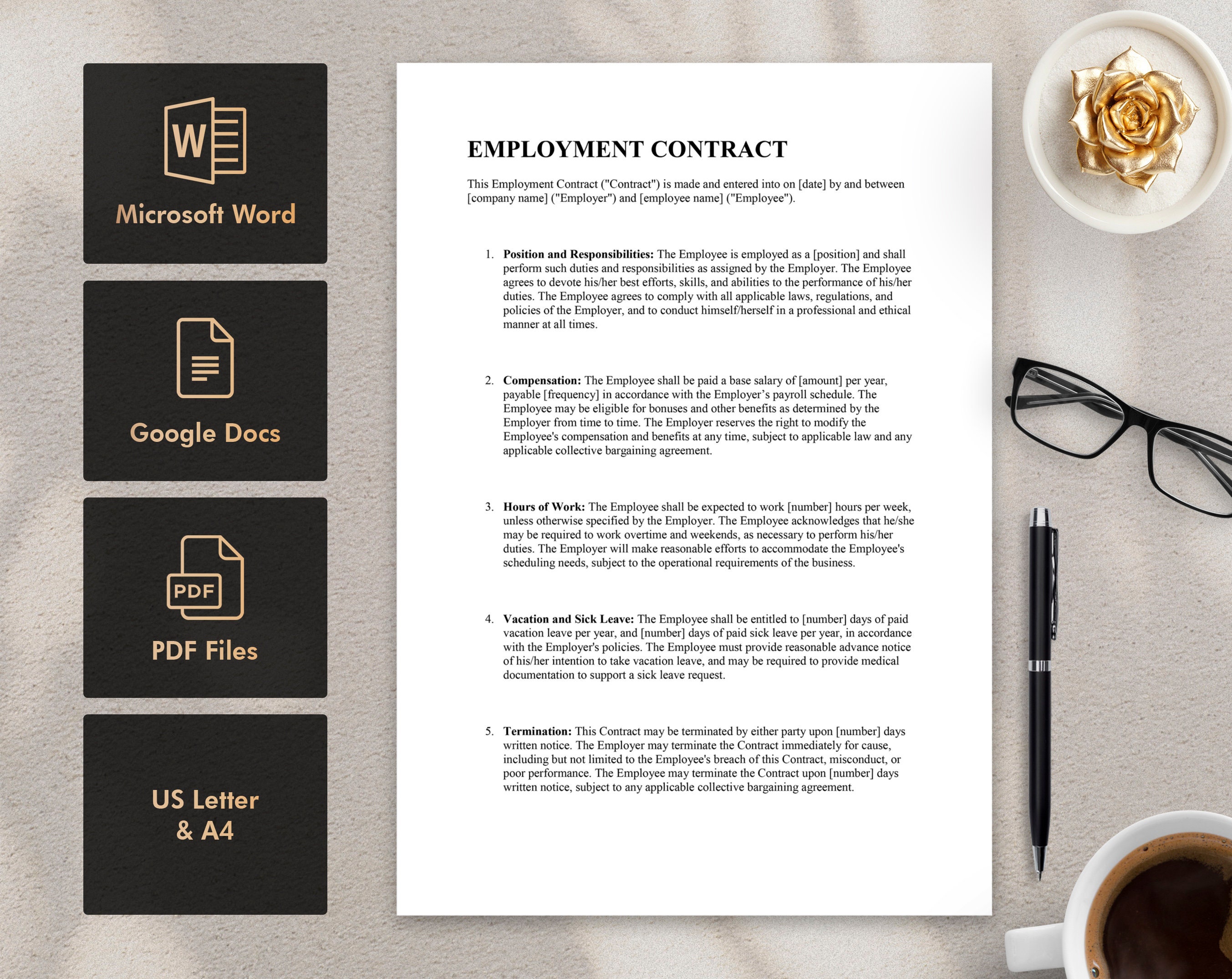 Employment Contract, Employment Contract Template PDF, Word & Google ...
