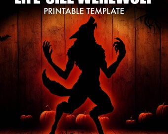 8ft Life-size Werewolf Template - Halloween Silhouette Decor Templates - Printable Trace and Cut / Stencils. PDF - DIY Wood Crafts