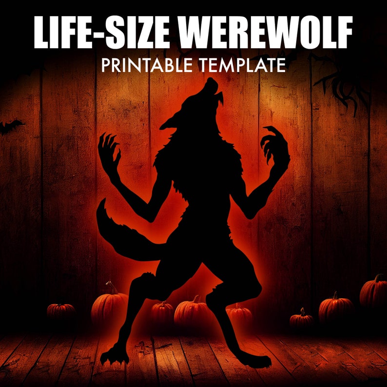 8ft Lifesize Werewolf Template Halloween Silhouette Decor Templates