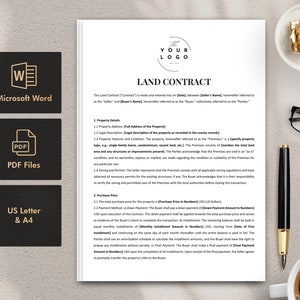 Editable Land Contract Template Customizable for Smooth Property ...