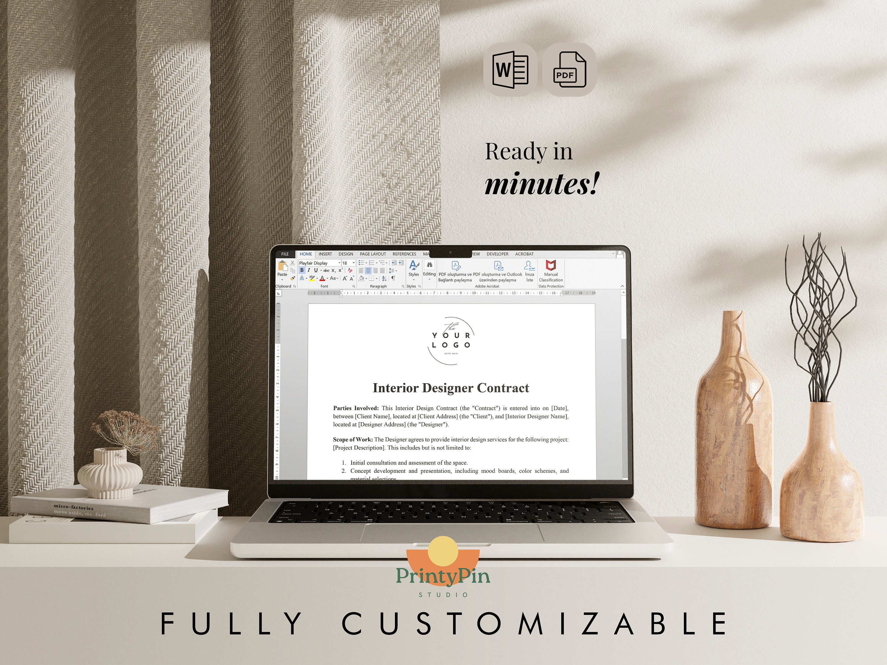 Professional Interior Design Contract Template PDF - Customizable ...