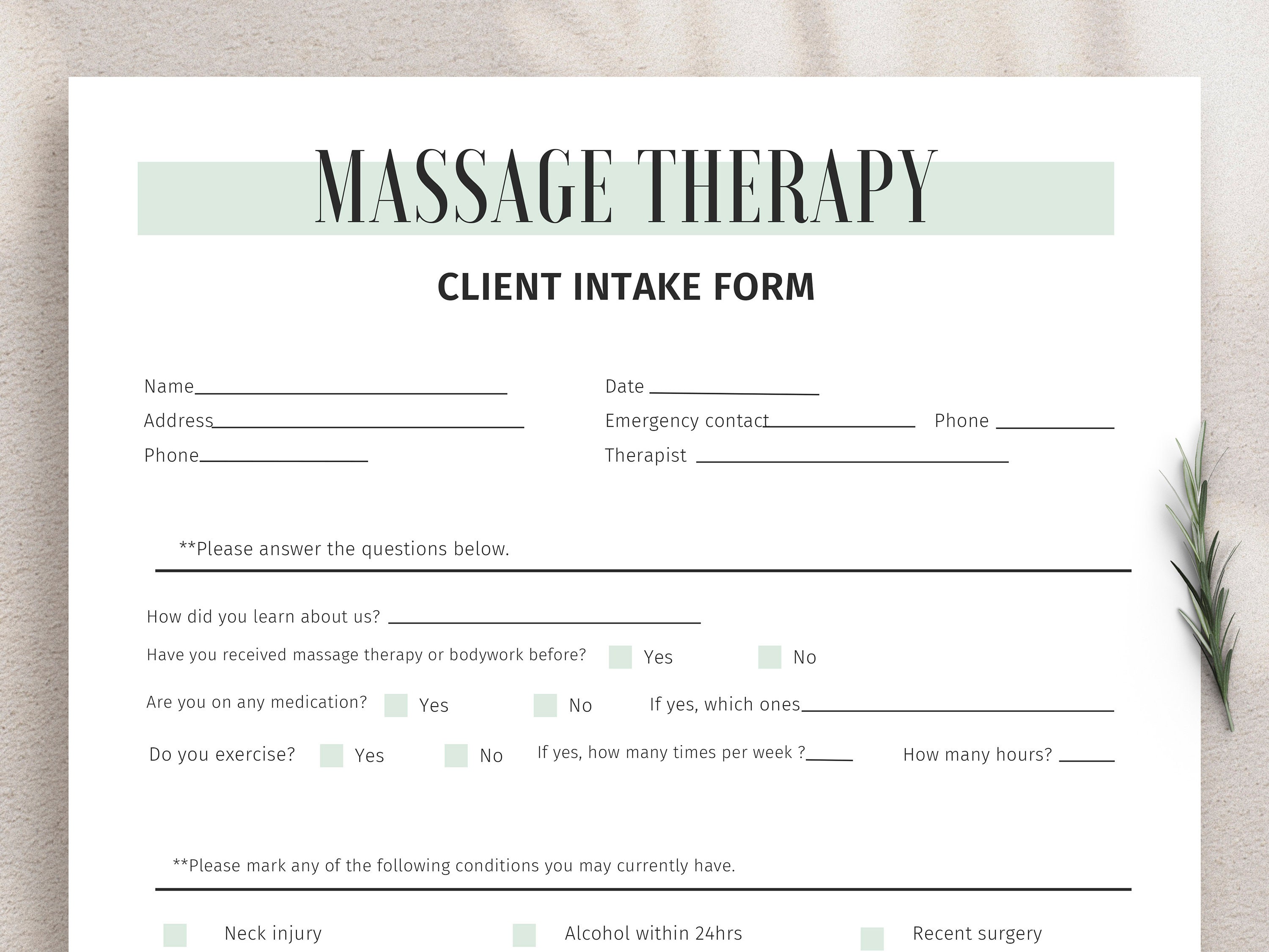 massage intake form word, massage consent form pdf, massage