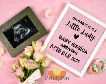 Baby Girl Announcement for Social Media | Digital Pregnancy Announcement | It's a girl | Gender Reveal Canva | Baby Letterboard Instagram